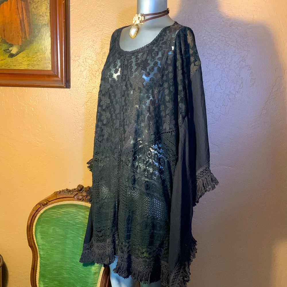 NWPT PURE Black Embroidered Boho Tunic.  SZ L/XL